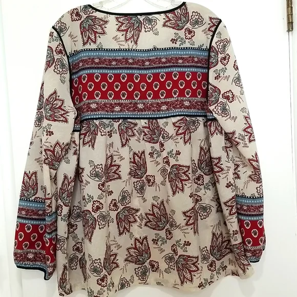 Sanctuary Peasant Boho Print Long Sleeve Blouse Size M - Picture 8 of 9